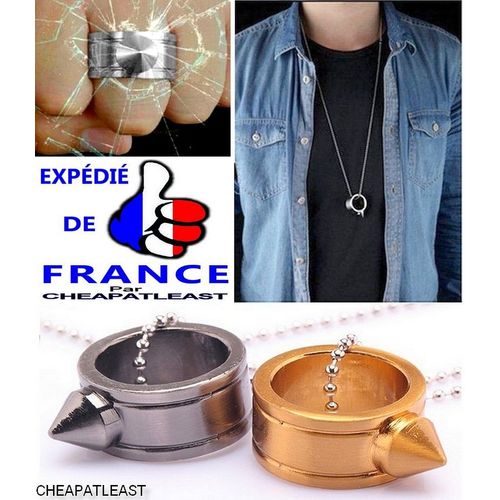 Bague De Combat Collier Poing Américain Pointe Brise Glace Pic Pique Casse Vitre - Self Défense Auto-Défense