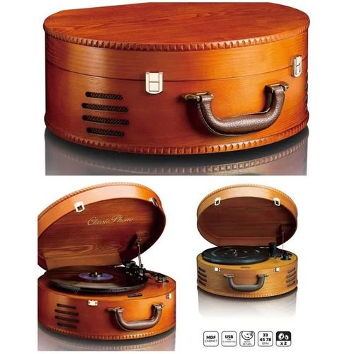 Platine Disque Vinyle Vintage RETRO BOIS -USB-RCA-AUX-Télécommande + HOUSSE DE PROTECTION