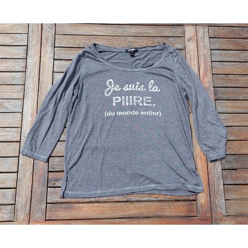 T-Shirt Manches Longues Femme À Message Taille L Marque Jennyfer