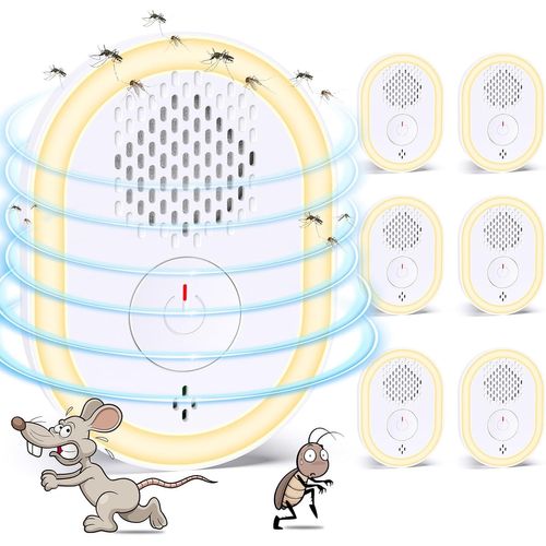 Lbgwp60 Piège À Insectes Volants Avec Veilleuse À Capteur,Attrape-Insectes Enfichable,4 Modes,Piège À Mouches À Fruits,Tueur De Moucherons,Piège À Mouches À Lumière Uv Pour Mouches,Mites (Paquet De 6