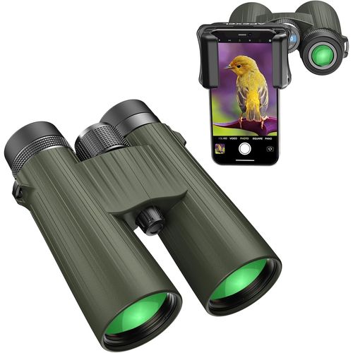 Lbgwp60 Jumelles 12X50 Avec Adaptateur De Téléphone Portable,Jumelles Adultes Puissante Professionnelles Ipx7/Bak4/Fmc Objectif Pour Les Activités De Plein Air