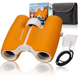 Lbgwp60 Jumelles Junior Pour Enfants 6 X 21 Avec Corps En Caoutchouc Robuste Et Focalisation Centrale Avec Étui De Ceinture Et Dragonne Orange
