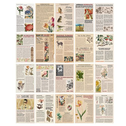 20pcs Vintage Stickers Littéraire Journal Rétro Décoratif Manuel Décalcomanies pour Agenda Album Planificateurs Calendriers Botaniste