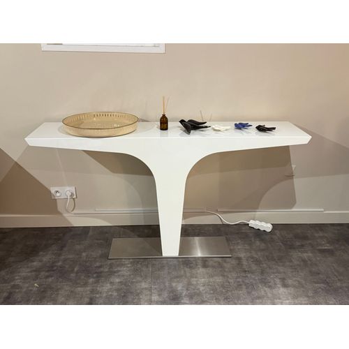 Console Blanche, Pied Inox