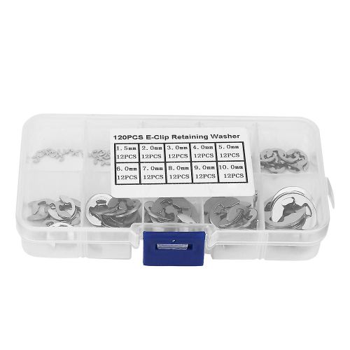 120Pcs 304 Acier Inoxydable E Clip De Retenue Anneau Élastique Circlip Kit 1.5mm10mm