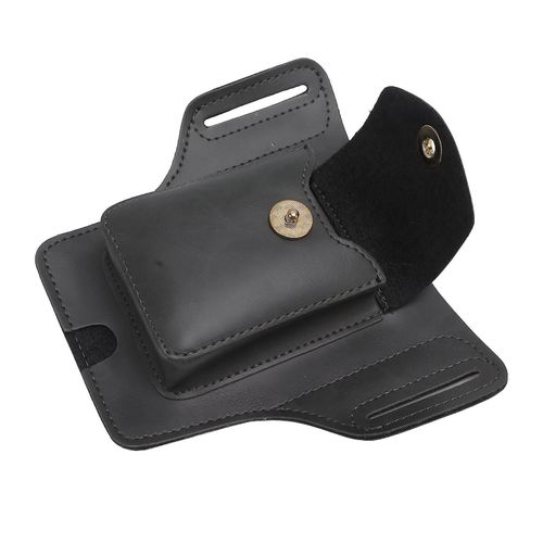 Pochette en cuir PU pour étui à cigarettes et briquet avec boucle de ceinture pour 20 Cigarettes pour hommes Pochette de ceinture de taille de téléphone portable gris