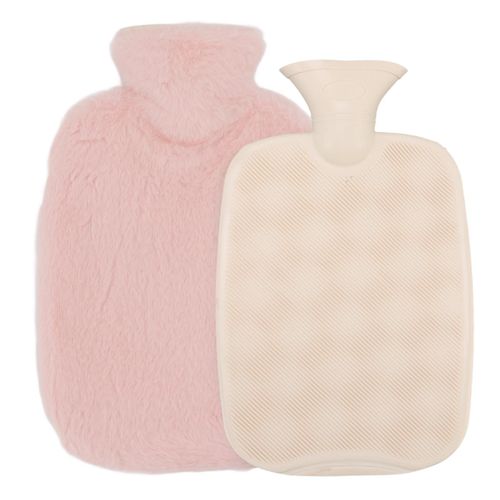 Bouillotte 2l : Housse En Peluche Amovible Bouchon Fileté Antidérapant En Pvc Sans Danger Pour Les Voyages Au Bureau De La Chambre