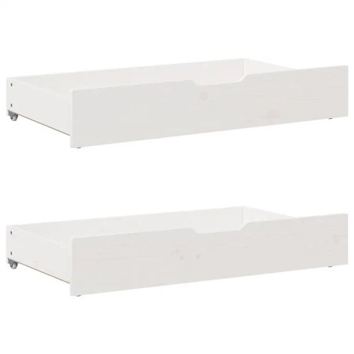 Tiroirs Sous Le Lit 2 Pcs Blanc 90x55x17 Cm Bois De Pin Massif