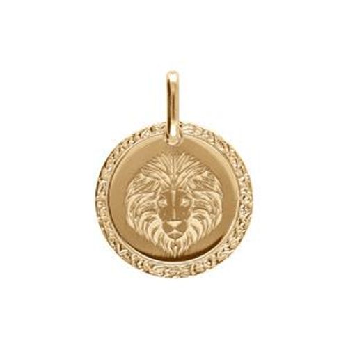 Pendentif Plaqué Or Médaille 15mm Zodiaque Lion