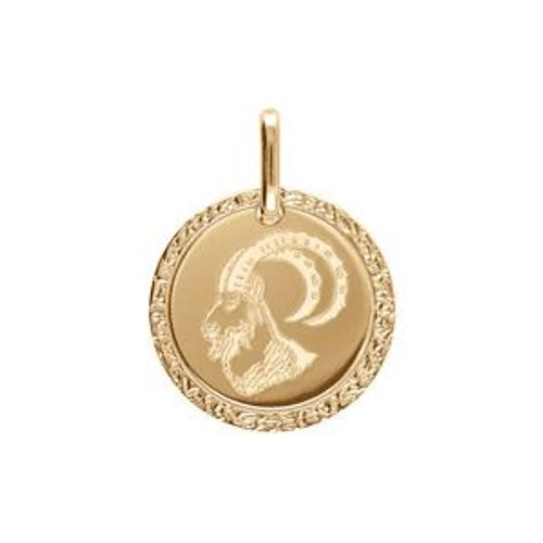 Pendentif Plaqué Or Médaille 15mm Zodiaque Capricorne
