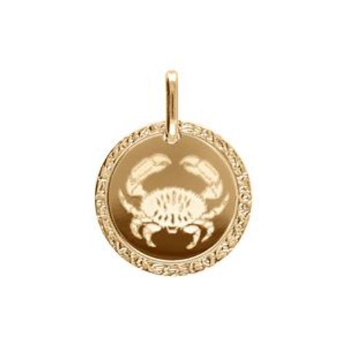 Pendentif Plaqué Or Médaille 15mm Zodiaque Cancer
