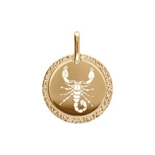 Pendentif Plaqué Or Médaille 15mm Zodiaque Scorpion