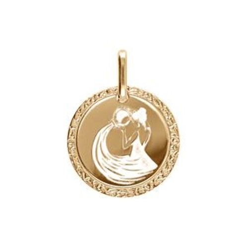 Pendentif Plaqué Or Médaille 15mm Zodiaque Verseau