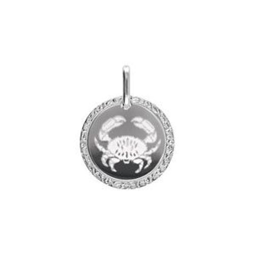 Pendentif Argent Rhodié Médaille 15mm Zodiaque Cancer