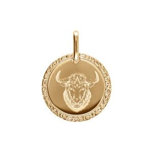 Pendentif Plaqué Or Médaille 15mm Zodiaque Taureau