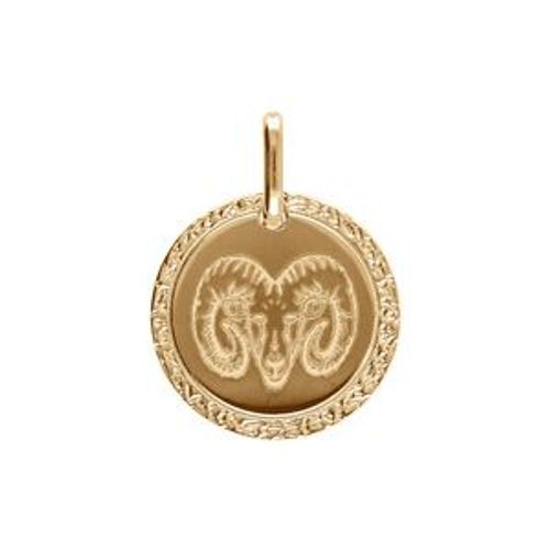 Pendentif Plaqué Or Médaille 15mm Zodiaque Bélier