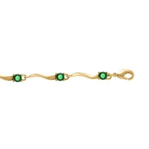 Bracelet Plaqué Or Oxydes Vert 17+3cm