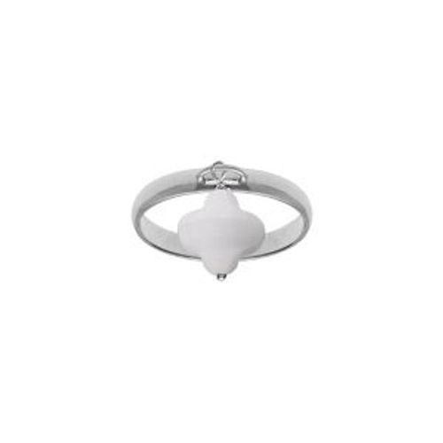Bague Argent Rhodié Avec Trèfle En Verre Facetté Blanc