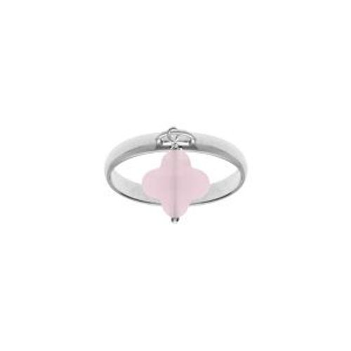 Bague Argent Rhodié Avec Trèfle En Verre Facetté Rose