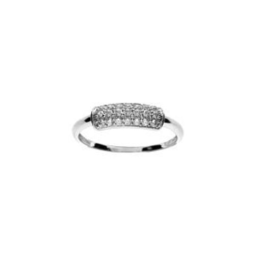 Bague Argent Rhodié Pavé Oxydes Blancs Sertis