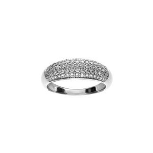 Bague Argent Rhodié Jonc Pavé Oxydes Blancs Sertis