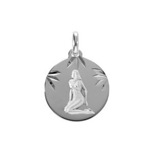 Pendentif Argent Rhdoie Médaille 15mm Diamanté Zodiaque Vierge