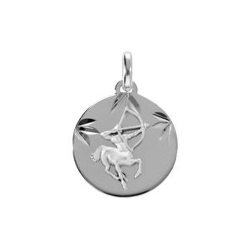 Pendentif Argent Rhdoie Médaille 15mm Diamanté Zodiaque Sagittaire