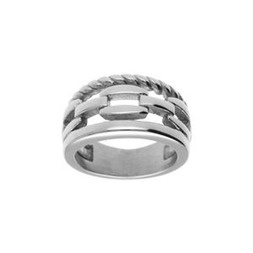 Bague Acier 3 Rangs Mailles Et Corde