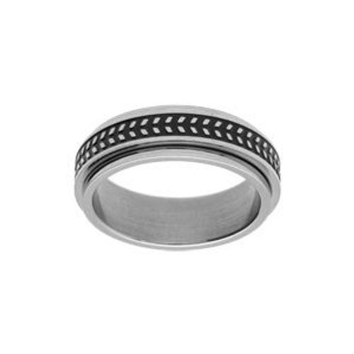 Bague Acier Patinée Anti Stress Motif Chevrons