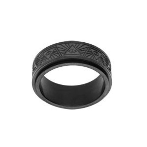 Bague Acier Pvd Noir Anti Stress Oeil De La Providence