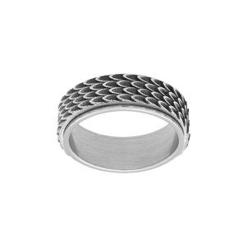 Bague Acier Patinée Anti Stress Motif