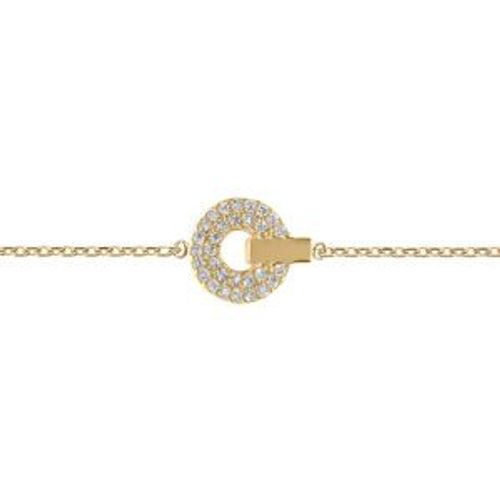 Bracelet Plaqué Or Rond Oxydes Blancs Sertis 18cm Réglable 16