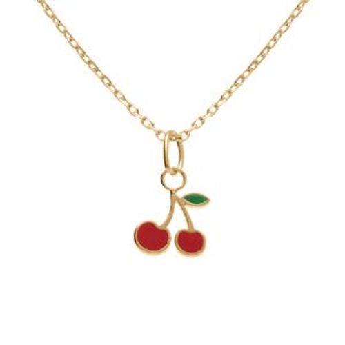 Collier Plaqué Or Pendentif Cerise 38+5cm