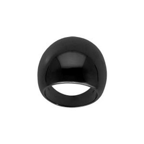 Bague Acier Pvd Noir Gros Jonc Bombe Lisse