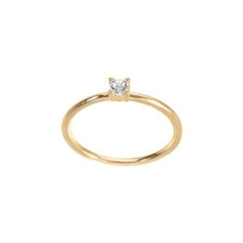 Bague Plaqué Or Solitaire Oxyde Blanc