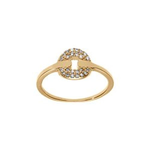 Bague Plaqué Or Ronde Oxydes Blancs Sertis