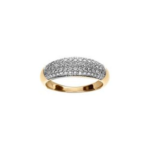 Bague Plaqué Or Jonc Pavé Oxydes Blancs Sertis