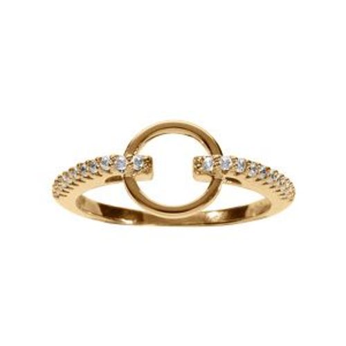 Bague Plaqué Or Cercle Lisse Evidé Oxydes Blancs