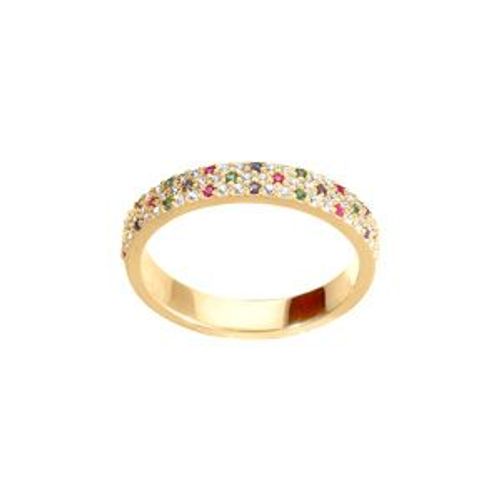 Bague Plaqué Or Ruban Oxydes Multi Couleurs