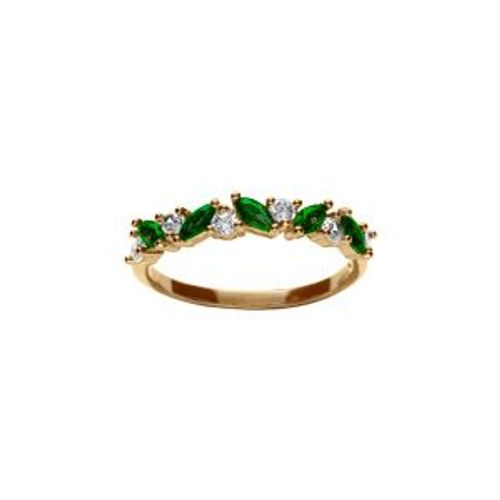 Bague Plaqué Or Marquise Oxydes Verts Et Blancs