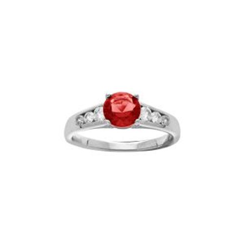 Bague Argent Rhodié Grand Diamètre Oxyde Rouge Et Oxydes Blancs Sertis