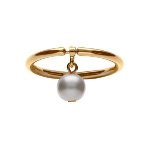 Bague Plaqué Or Anneau Et Pampille Perle Blanche Imitation