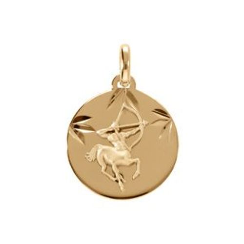 Pendentif Plaqué Or Médaille 15mm Diamanté Zodiaque Sagittaire