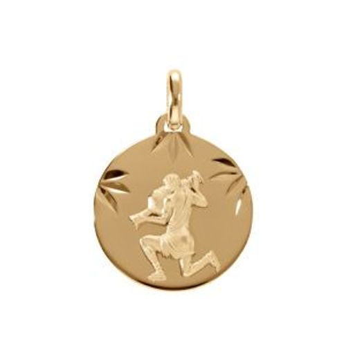 Pendentif Plaqué Or Médaille 15mm Diamanté Zodiaque Verseau