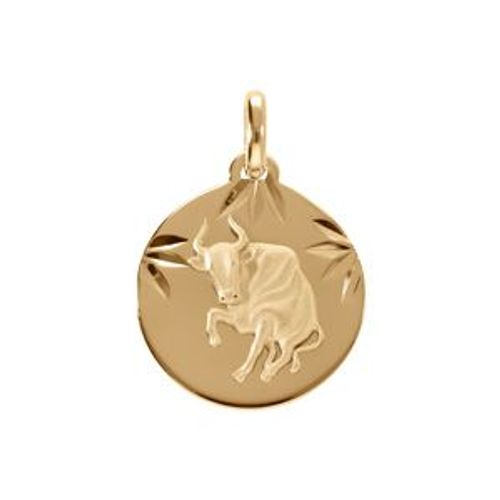Pendentif Plaqué Or Médaille 15mm Diamanté Zodiaque Taureau