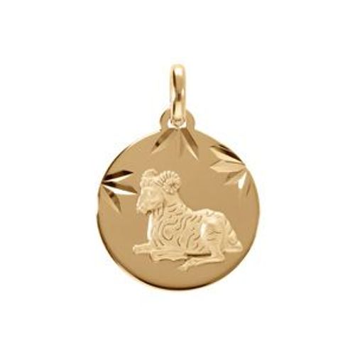 Pendentif Plaqué Or Médaille 15mm Diamanté Zodiaque Bélier