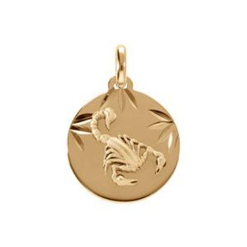 Pendentif Plaqué Or Médaille 15mm Diamanté Zodiaque Scorpion