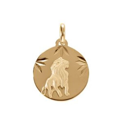 Pendentif Plaqué Or Médaille 15mm Diamanté Zodiaque Lion