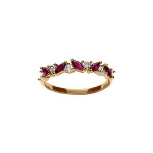 Bague Plaqué Or Marquise Oxydes Fushia Et Blancs