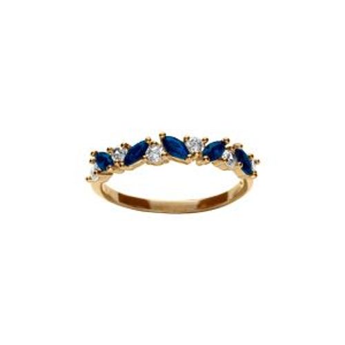 Bague Plaqué Or Marquise Oxydes Bleus Foncés Et Blancs